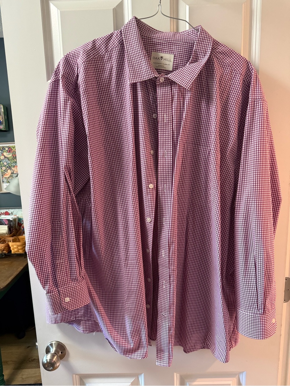 Oak Hill Purple Gingham Long-Sleeve Dress Shirt